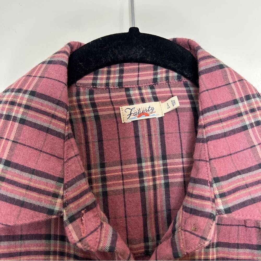 Faherty Olli Mountain View Pink Plaid Popover Shirt Button Down size Small - Picture 9 of 11